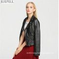 New Women Europe and America Fashion Short Paragraph Leather Jacket Leather Motorcycle Street Style Cool Black Women Jacket